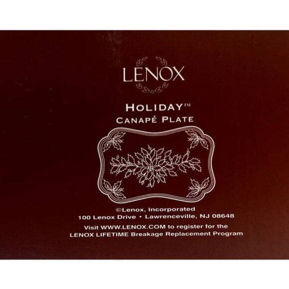 Lenox Holiday Canapé Plate Ivory & Gold Trim 11" Holly & Berry Design Gift Boxed - Picture 3 of 11